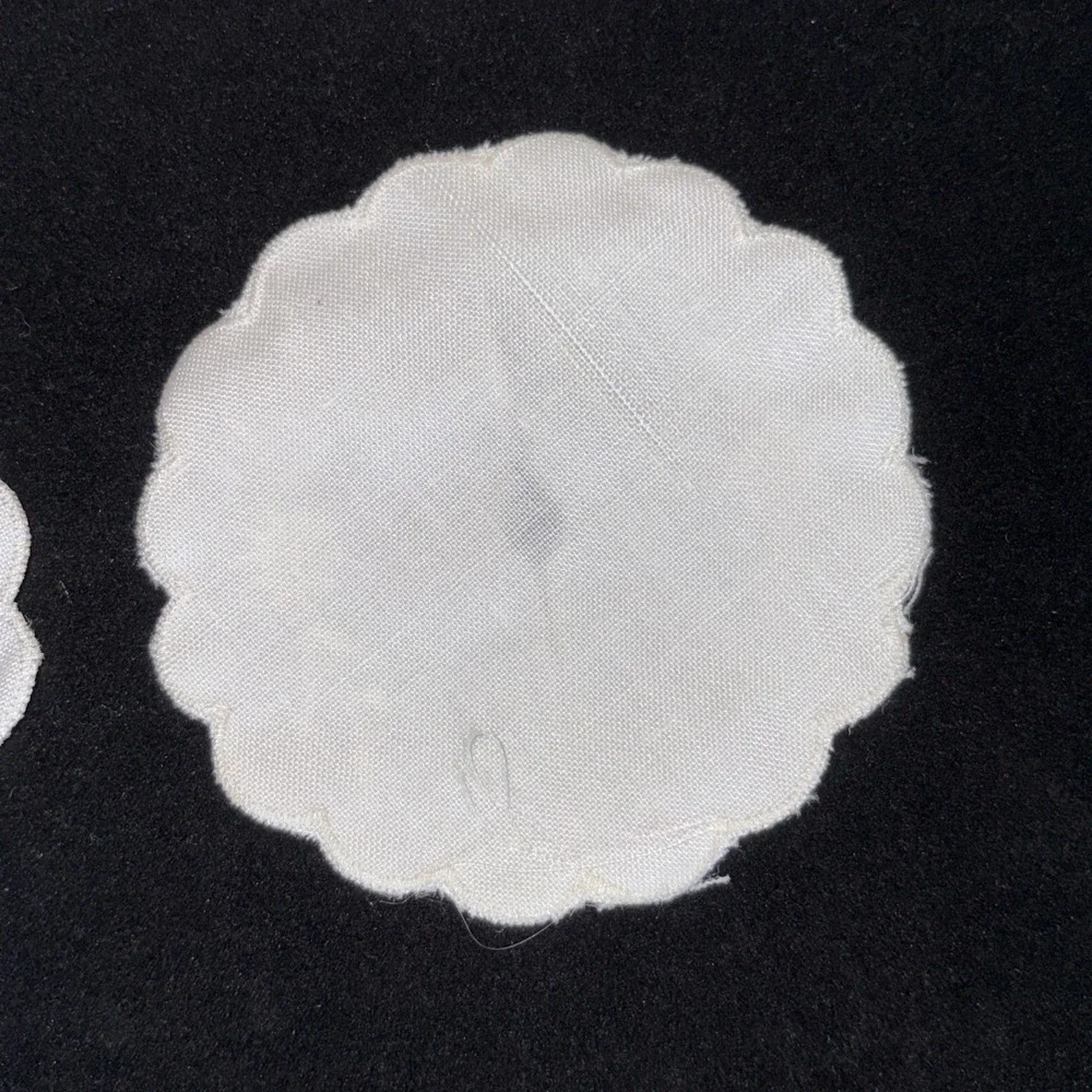 Vintage 2  Wine Glass Slippers Embroidered Fabric White